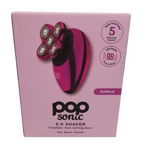 Pop Sonic 5.0 Shaver 5-Head Rechargeable Face Head Body Shaver Purple NOB